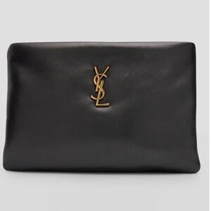 Saint Laurent Black Leather Bag with Gold Accents